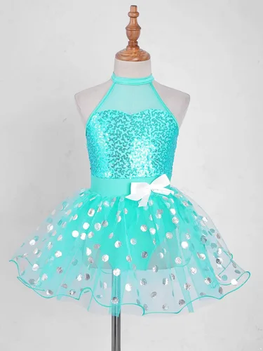 Vista 52 de CHICTRY Vestido tutú de ballet con lentejuelas brillantes para niñas y niñas, moderno disfraz de baile latino de jazz