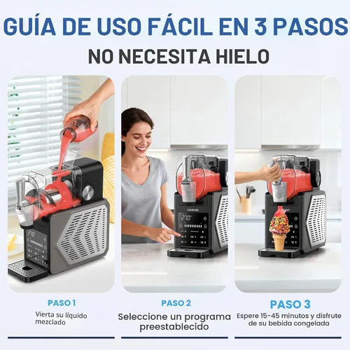 Vista 7 de Máquina de granizado de 85 onzas, máquina de granizado más grande para el hogar, diplay LED, 6 programas preestablecidos, limpieza automática