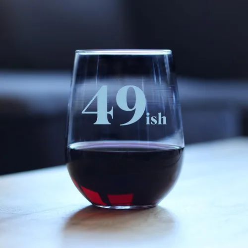 Vista 3 de Custom 49ish - Funny 50th Birthday Wine Glass for Women Turning 50 - Large 17 Oz - Bday Party Decorations - Customized Wine Glass Gift