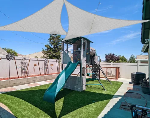 Vista 14 de Coarbor Toldo tipo vela de 2 x 2 x 2 pies, para exteriores, resistente, triangular, tela para patio, jardín, terraza, pérgola (beige)