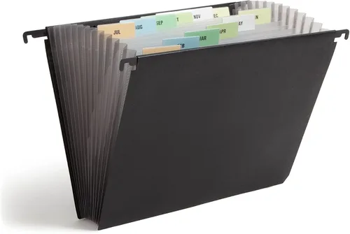 Vista 6 de Smead Poly Hanging Expanding File, 12 Dividers, Letter Size, Black (65125) (Pack of 12)