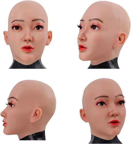 Vista 2 de YRZGSAWJ Máscara de silicona suave para mujer de cara completa que puede maquillarse para travestis transgénero