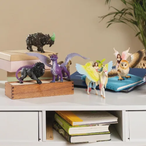 Vista 7 de schleich Bayala - Figura de hada en vuelo con búho glamoroso, juguete de hadas y pájaro mágico con alas móviles, juego de juguetes de fantasía