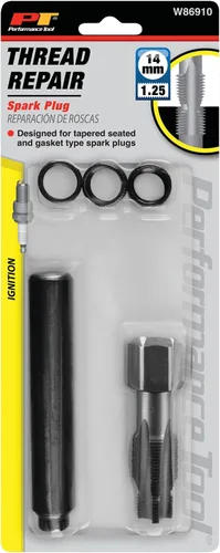 Vista 7 de Performance Tool W86910 Kit de reparación de bujías M14-1.25 Tamaño de rosca y escariador cónico HSS, (3) insertos de acero inoxidable 503 Kit