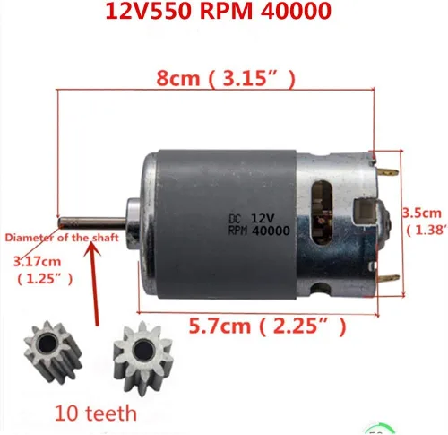 Vista 2 de weelye 2 piezas 12V550 RPM 40000 con alto par de torsión 12 voltios DC motor, piezas SUV, motor eléctrico eléctrico, adecuado para coches RC niños
