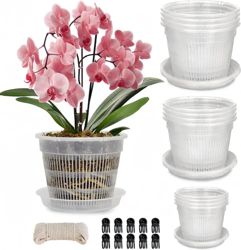 Vista 17 de Macetas para Orquídeas, Paquete de 12 Macetas para Orquídeas de 4.5 Pulgadas con Agujeros, Maceta Ranurada Transpirable para Orquídeas