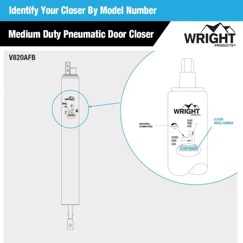 Vista 10 de Wright Products Cierre neumático para puerta de tormenta – Ajustable, cierre suave con arandela de retención abierta (Transicional, Bronce)