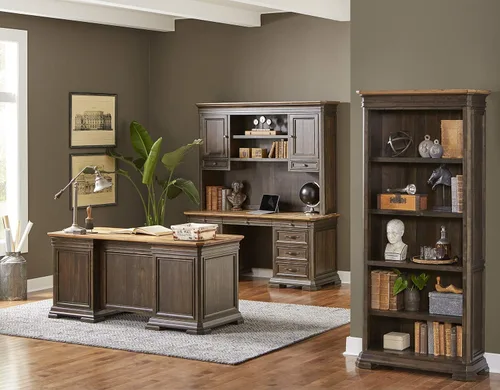 Vista 2 de Martin Furniture IMSA682 Executive Hutch con puertas de madera, totalmente montado, marrón