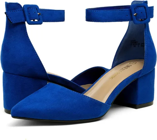 Vista 5 de DREAM PAIRS ANNEE - Zapatos de tacón grueso bajo con punta para mujer