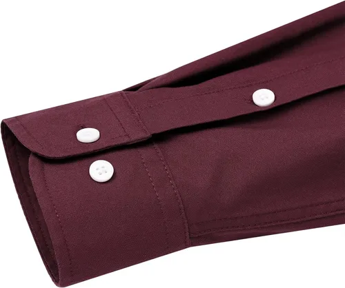 Vista 6 de Alimens & Gentle Camisa Oxford sólida de manga larga con botones y bolsillo para hombre
