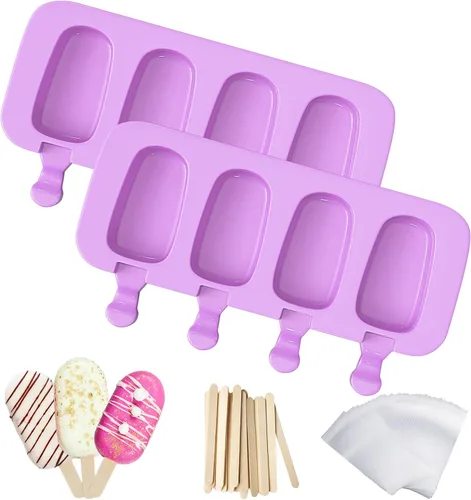 Vista 10 de Ozera Paquete de 2 moldes de silicona para paletas, moldes para tartas Azul