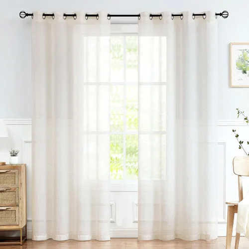 Vista 15 de FMFUNCTEX - Cortinas de lino transparentes para dormitorio, cortinas grises de 63 pulgadas de largo para sala de estar, cortinas de ventana mezcla