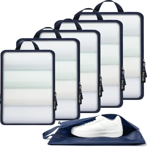 Vista 103 de BAGAIL 4 Set/6 Set Ultraligero Compresión Embalaje Cubos Organizador de Embalaje para Accesorios de Viaje Equipaje Maleta Mochila