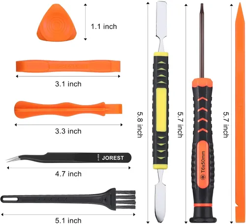 Vista 3 de JOREST Repair Kit for Xbox One/360/X PS4 PS3 PS5, PH0 T6 T8 T10 Torx Security Screwdriver, Crowbars,Tweezers, Cleaning Tool for Controller and