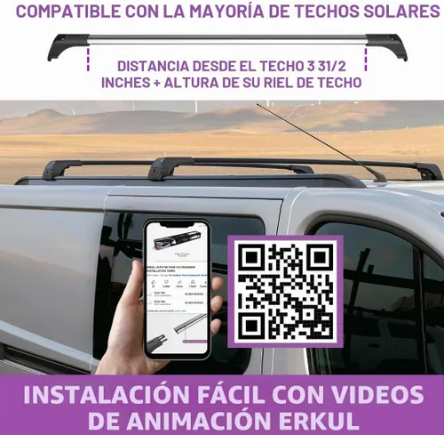 Vista 5 de ERKUL Barras Transversales de Techo para Mazda CX9 CX-9 2016-2023 Barras Transversales de Aluminio con Cierre Antirrobo para Techo Compatible