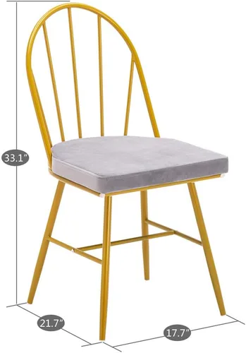Vista 7 de Juego de 4 sillas de comedor de oro moderno y elegante silla de cocina con cojín gris 4 silla lateral moderna elegante mesa de cena con patas