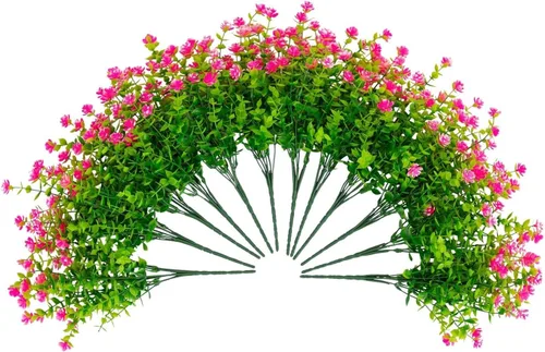Vista 14 de Nearly Natural Mini rosa artificial resistente a los rayos UV de 13 pulgadas (interior/exterior) - Juego de 12 Naranja