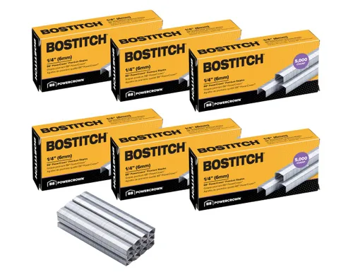 Vista 8 de Bostitch Office B8 PowerCrown - Grapas de 0.25 pulgadas, paquete de 5,000 grapas (STCRP21151/4), color plateado