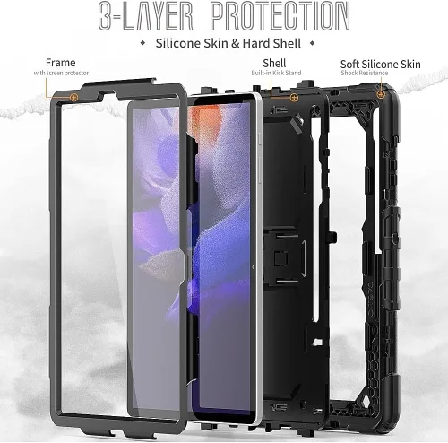 Vista 8 de SaharaCase Defense Series - Funda para Samsung Galaxy Tab S8 (2022) [parachoques a prueba de golpes] Protección de pantalla completa resistente