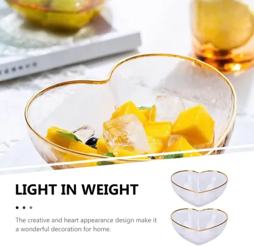 Vista 4 de 2 cuencos de vidrio para servir pequeños en forma de corazón, cuenco de postre para aperitivos, cuenco de vidrio decorativo para preparación