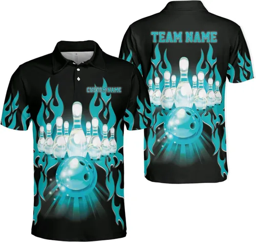 Vista 9 de Woseprints - Polo de boliche personalizado con nombre 3D para hombres y mujeres, camisas de bolos personalizadas para equipo, camisas de bolos unisex