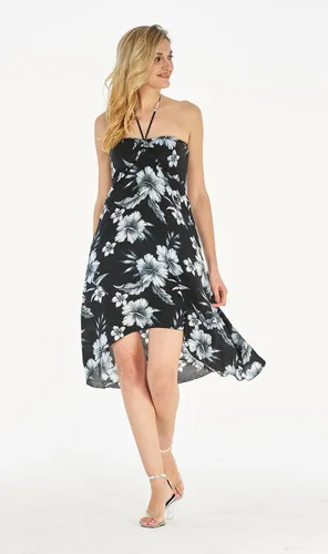 Vista 3 de Vestido halter hawaiano Luau halter con estampado floral para mujer en flor