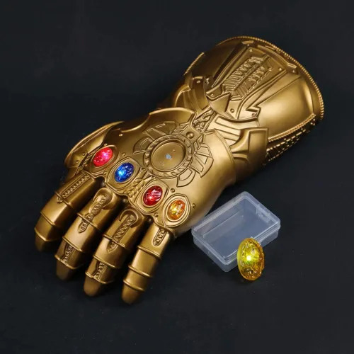 Vista 8 de Thanos Guantes Gems Movable Adulto Cosplay Infinity Gauntlet Brazo con Luces LED