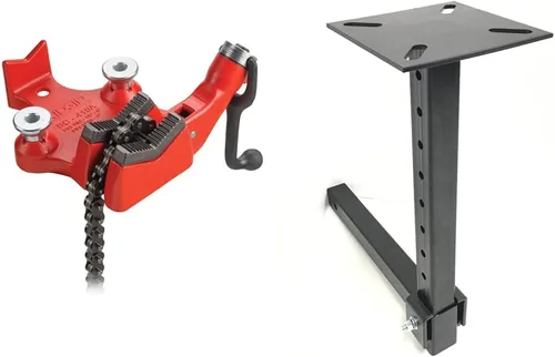 Vista 9 de RIDGID 40195 Tornillo superior Tornillo de cadena de banco y Wilton 4-1/2" Utility Bench Vise Pipe Clamping Tool Bundle