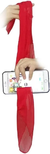 Vista 4 de Mago de seda a través del teléfono truco de magia penetrar cualquier teléfono con mentalismo de tela Hanky bufanda a través del teléfono inteligente