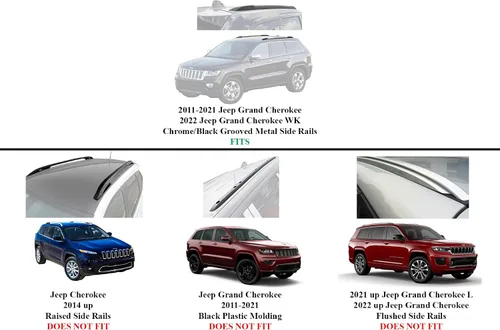 Vista 4 de Barras para techo para Jeep Grand Cherokee 2011 a 2017 parrilla para equipaje