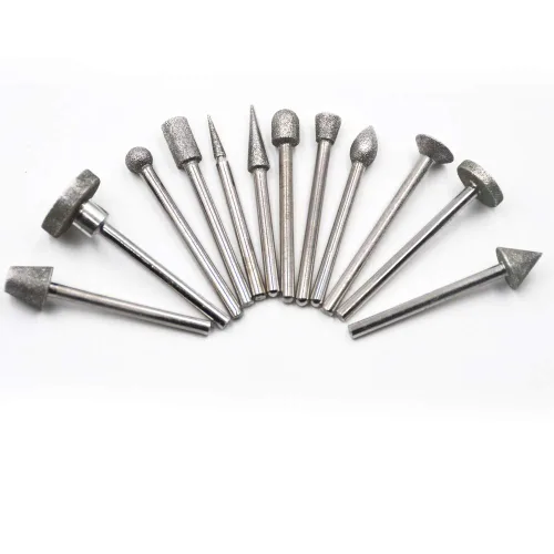 Vista 5 de Juego de 50 rebabas de rectificado con cabeza de molienda con revestimiento de diamante para herramienta rotativa Dremel