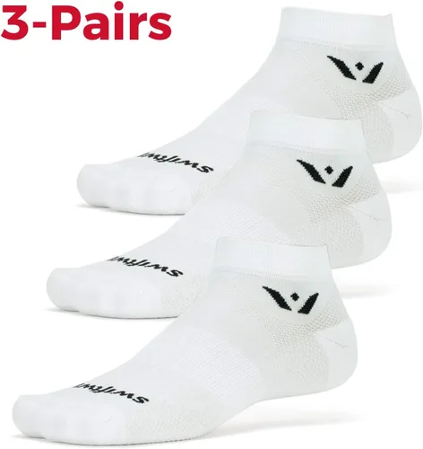 Vista 2 de Swiftwick - ASPIRE (3 pares) calcetines de tobillo para correr y ciclismo, transpirables, ajuste de compresión