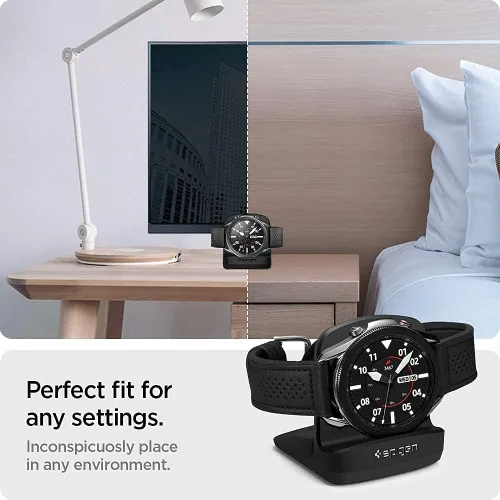Vista 6 de Spigen S352 Diseñado para Galaxy Watch FE, 4, 4 Classic, 3, Active Stand - Negro