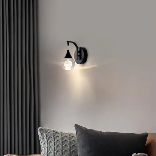 Vista 3 de Sedelan Apliques de Pared de Cristal Luna, Iluminación LED Moderna de Pared, 5W Luz de Pared Regulable para Dormitorio Cabecera Baño Sala de Estar