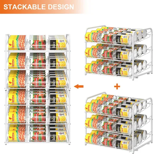 Vista 4 de MOOACE Organizador apilable para latas, paquete de 2, dispensador de almacenamiento de latas para 72 latas, organizador de latas para armario