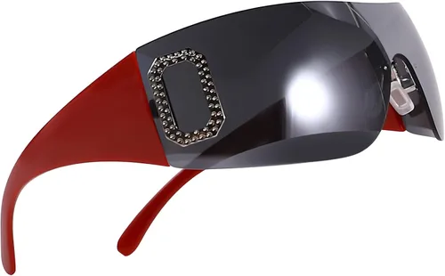 Vista 6 de SENMARIES Gafas de sol envolventes Y2K para mujer gafas de sol con joyas gafas de sol retro sin marco