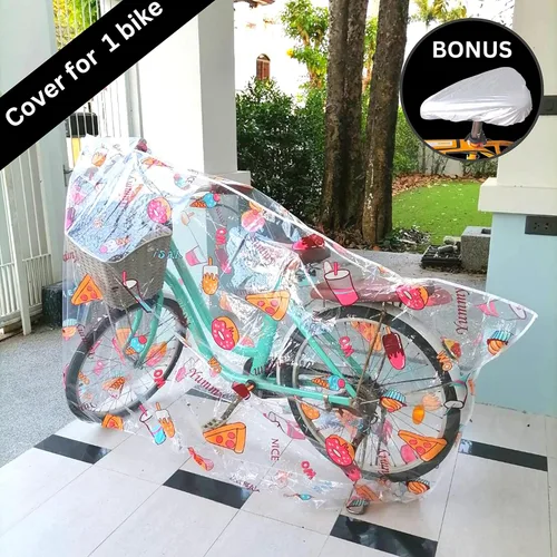 Vista 3 de Funda para bicicleta, bonita funda transparente para almacenamiento al aire libre, impermeable, material Ripstop resistente, protección para todo