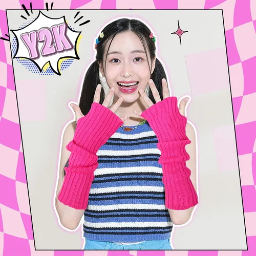 Vista 6 de Berlune 6 pares de mangas de brazo kawaii para mujer y niñas, calentadores de brazos de estilo japonés Y2K para disfraz escolar, 6