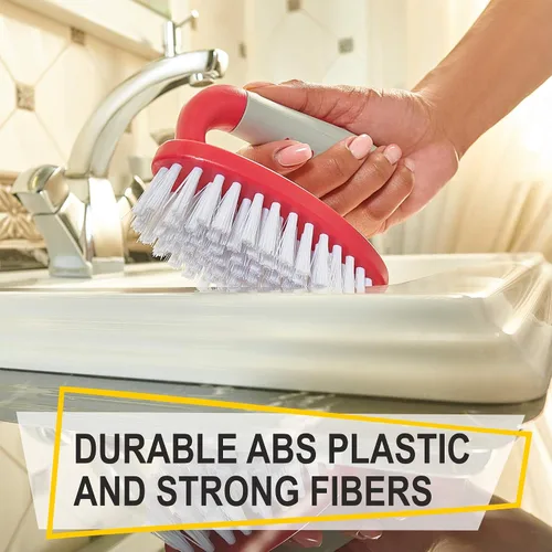 Vista 3 de Juego de 3 cepillos de limpieza con mango ergonómico y cerdas duraderas - Cepillo limpiador de lechada - Cepillos para limpiar baño, ducha