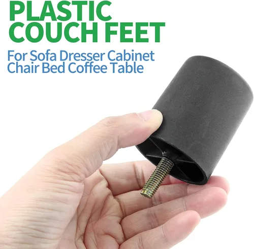 Vista 6 de 4 patas de sofá de 2.5 pulgadas, patas cónicas para muebles, patas de sofá de plástico con pernos de suspensión M8 para sofá, tocador, armario