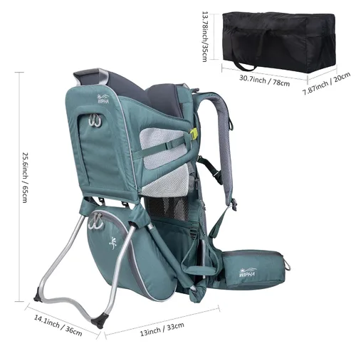 Vista 9 de WIPHA - Mochila portabebés con sombrilla, color verde