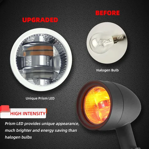 Vista 4 de FATECIM 2 luces LED de señal de giro para motocicleta, luces de conducción de alta resistencia, intermitentes traseros para Bobber Harley, Honda
