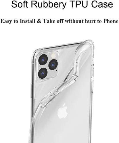 Vista 6 de Unov Funda compatible con iPhone 11 Pro, transparente, con diseño delgado, protector suave de TPU a prueba de golpes, patrón de flores en relieve