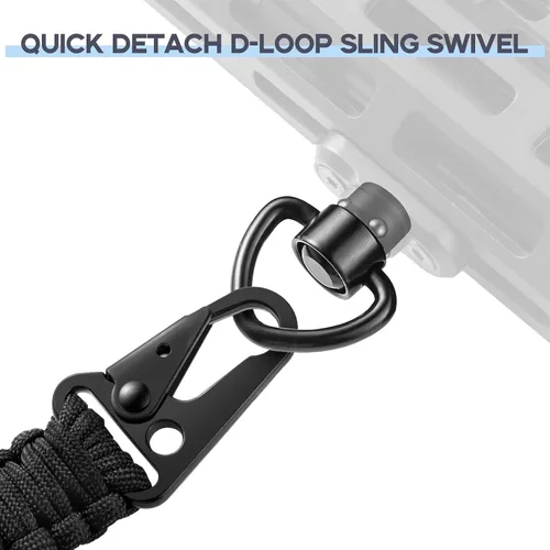 Vista 5 de Eslingas de dos puntos 550 Paracord Correa ajustable con gancho de metal y giratorios sólidos para exteriores Two Point Sling Made of 6 Strand 550