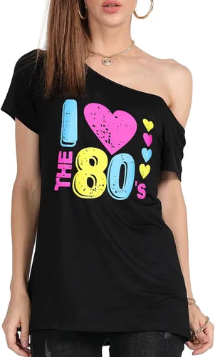 Vista 33 de MAGICMK - Camiseta casual para mujer, con estampado de labios y hombro descubierto, talla extragrande