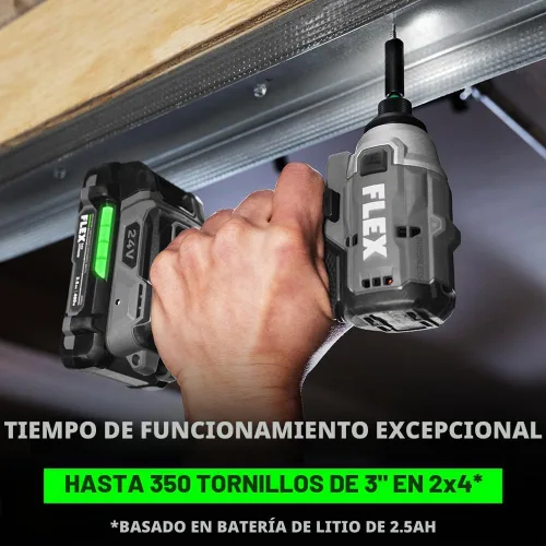 Vista 6 de FLEX FX1331-1A taladro inalámbrico sin escobillas de 24V 1/4-pulgada compacto con modo de tornillo autoperforante, kit con batería de litio de 2.5Ah