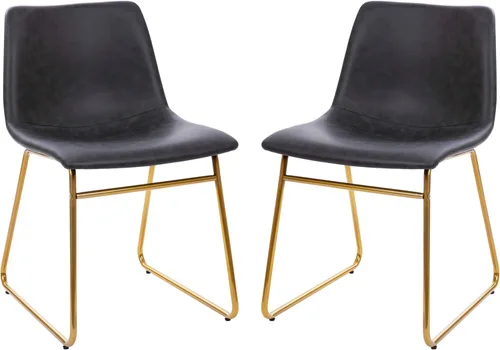 Vista 17 de Flash Furniture Butler LeatherSoft - Juego de 2 sillas de altura para mesa de comedor de 18 pulgadas, estilo moderno de mediados de siglo