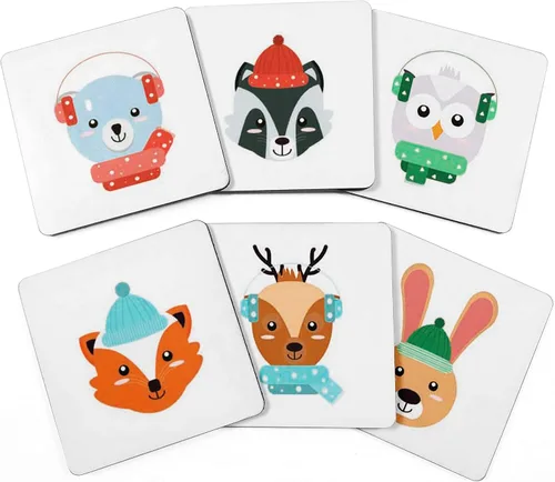 Vista 40 de Juego de 6 posavasos cuadrados de 4 pulgadas, fáciles de limpiar, base de corcho, reutilizables, diseño de calavera