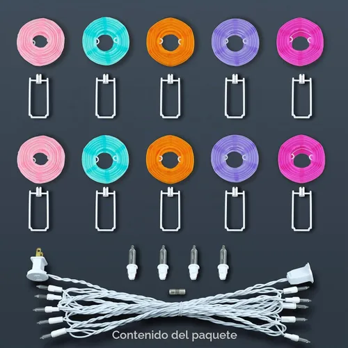 Vista 5 de HOSY 10 unidades de linterna con 3.35 m de luces de cadena de alambre blanco, luces de linterna enchufables con separación de 30.5 cm (multicolor)