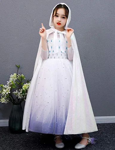 Vista 4 de Capa con capucha de princesa para niñas pequeñas, accesorios de fiesta de disfraces para Navidad, Halloween, cosplay